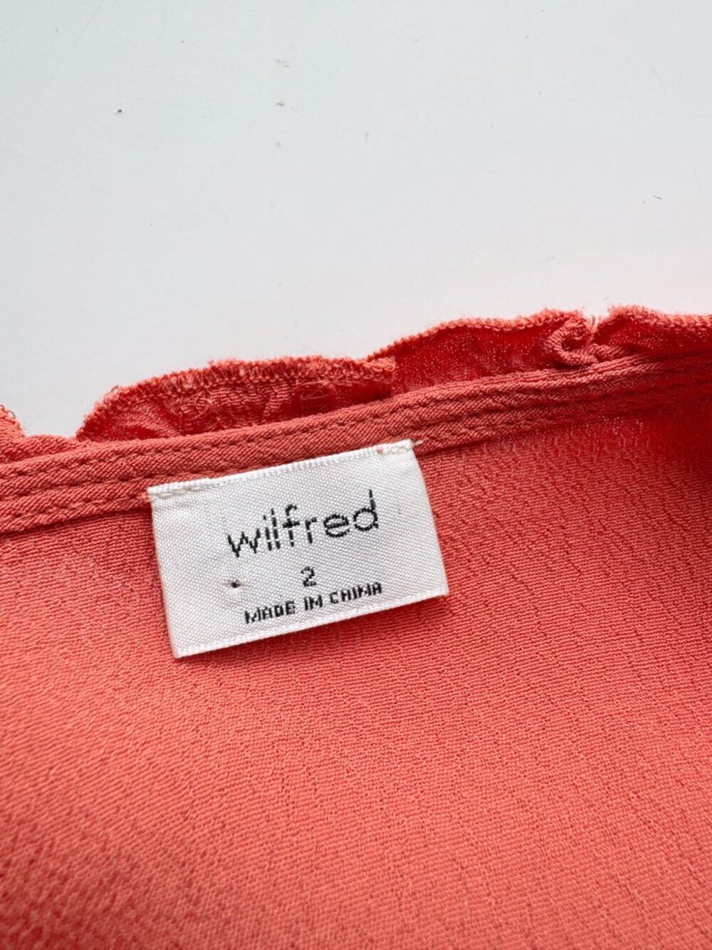 Aritzia WILFRED Heartthrob Sinopia Orange Crepe Ruffle Trim Midi Dress, Size 2 - Picture 10 of 15